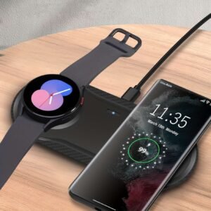 Dual Wireless Charging Pad For Samsung S23 Ultra Plus S22 S21 S20 Note 20 10 Z Flip 4/3 Z Fold 2 In 1 Fast Wireless Charger Mat For Samsung Galaxy Watch 5/5 Pro/4/3 Galaxy Buds