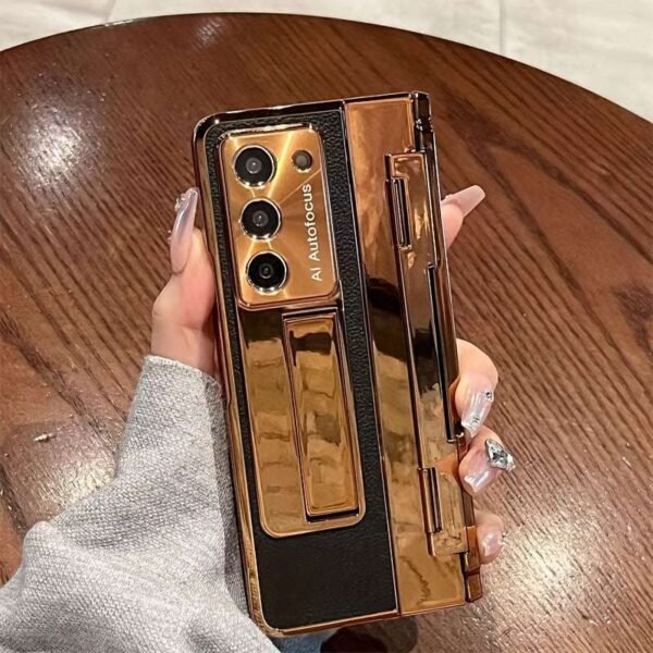 Suitable For Samsung Z Fold4/5 Mobile Phone Case, Electroplated Cellulose Fold3 Flat And Full Hinged Shell Film Protective Case