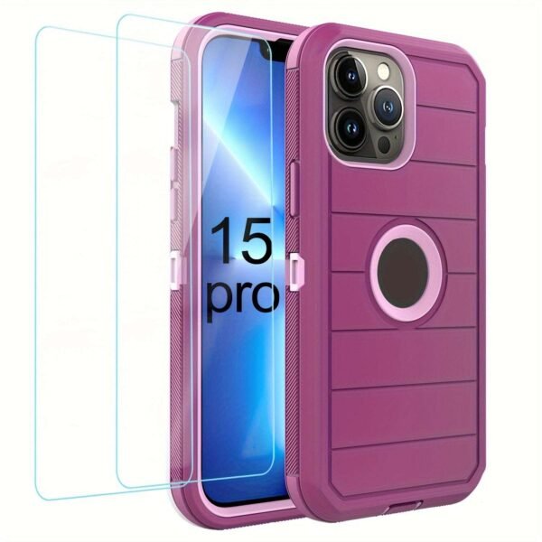 For IPhone 15/14/13/12/11/XR/Mini/Pro/Plus/Pro Max Case With Screen Protector, Support Wireless Charging, Heavy Duty Drop Protection, Full-Body Rugged Durable Three-Layer Construction Phone Case