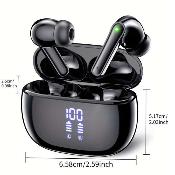 Wireless Earbuds BT Earbuds Built In Noise Reduction Mic  With LED Power Display Charging Case Stereo Bass Earphones Clear Call Earphones For Sports Workout