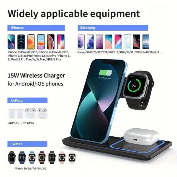Hot sale 3-in-1 wireless charger, double coil mobile phone wireless charging