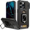 Shockproof Hard Phone Case With Metal Stand And Card Slot For IPhone 15 Pro Max 14 Pro Max 13 Pro Max 12 Pro Max 11 Pro Max