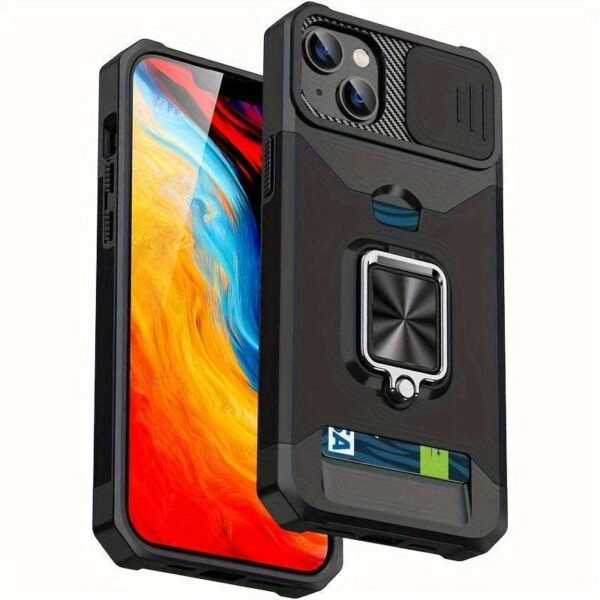 Shockproof Hard Phone Case With Metal Stand And Card Slot For IPhone 15 Pro Max 14 Pro Max 13 Pro Max 12 Pro Max 11 Pro Max