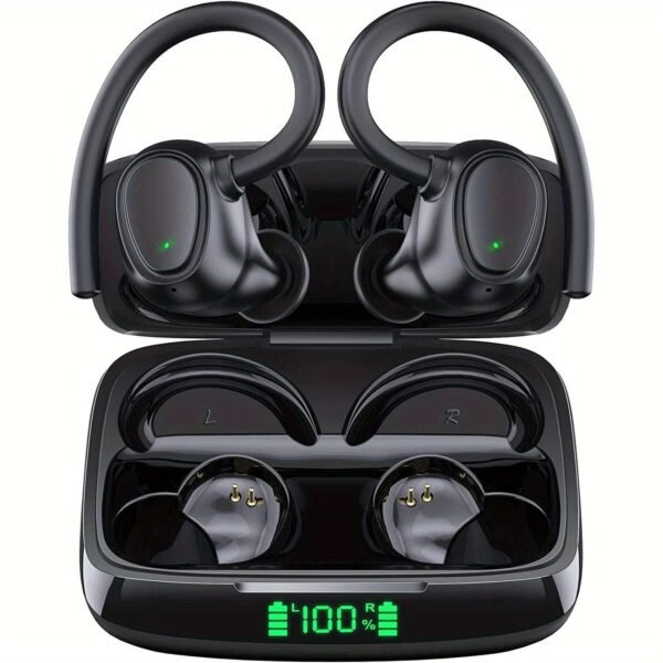 Wireless Earbuds Built in Noise Reduction Mic Clear Calls Headphones LED Power Display Charging Case Light Weight Earphones for Sports Workout
