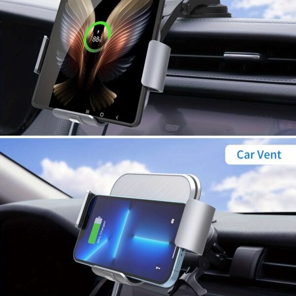 15W Car Wireless Charger Stand Holder Dual Coil Foldable Phone Car Fast Charging Station For Samsung Galaxy Z Fold 4 3 2 For IPhone