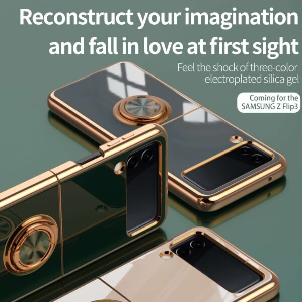 For Samsung Galaxy Z Flip3 Flip4 Flip5 mobile phone case ring buckle magnetic car plated protective case new