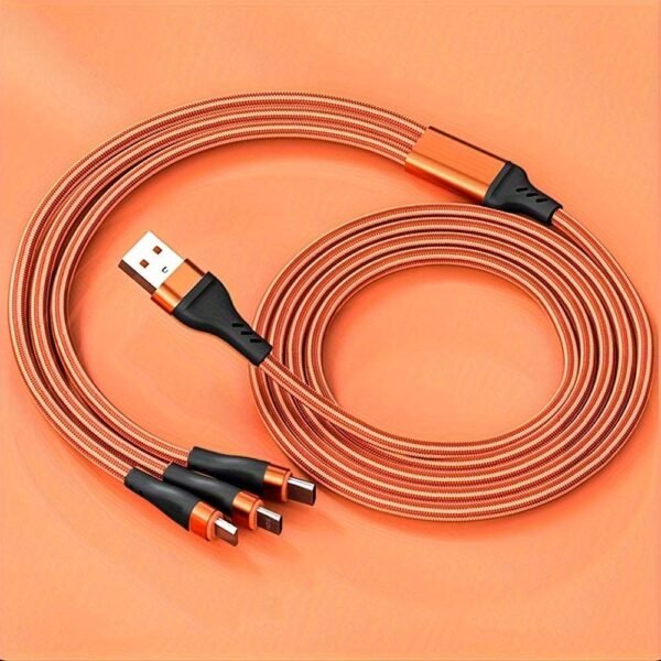 3 In 1 Cable For IPhone/Type-C/Android, 6A Super Fast Charging Data Cable For IPhone 15 14 13 12 11 XR XS Mas 8 7 6 6s Plus For Samsung, Google, Moto, Xiaomi Charger Cable For Car Use