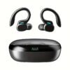True Wireless Earbuds, TWS Earphones With Mic, Sport Earhook Headset, Stereo In Ear Headphones With LED Display Charing Case, Holiday Gifts