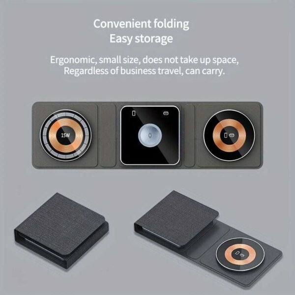 Wireless Charger, 3 In 1 Charging Station, Foldable Travel Wireless Charger Station For Multiple Devices IWatch/Airpods/iPhone 14 13 12 Pro Max