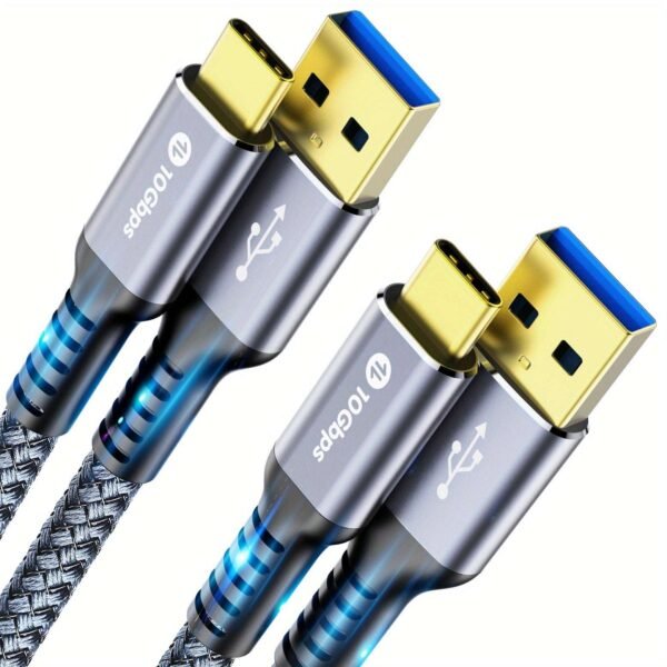 USB C Cable, 3.2 Gen 2 USB A to C Cord, 10Gbps Speedy Data Transfer, 3.1A Type C Fast Charging Cable Compatible with Samsung Pixel Moto Phones SSD Powerbank Tablets Laptop, Braided