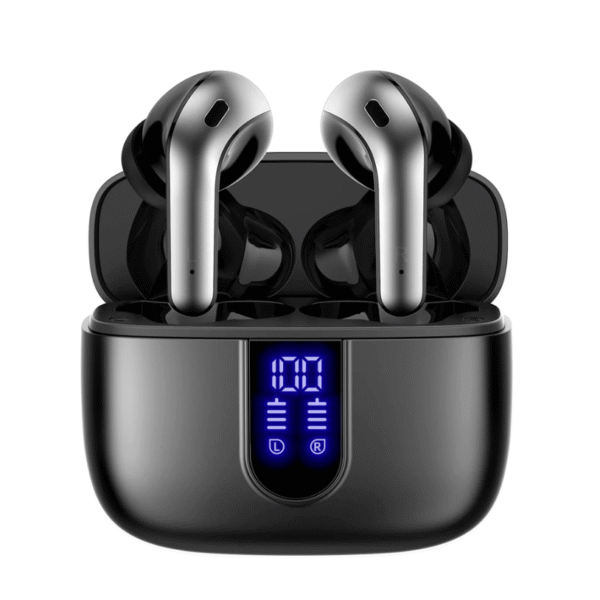 True Wireless Earbuds 60H Playback LED Power Display Earphones with Wireless Charging Case Waterproof in-Ear Earbuds with Mic for TV Smart Phone Computer Laptop Sports