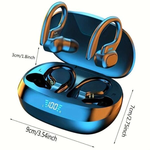 True Wireless Earbuds, TWS Earphones With Mic, Sport Earhook Headset, Stereo In Ear Headphones With LED Display Charing Case, Holiday Gifts