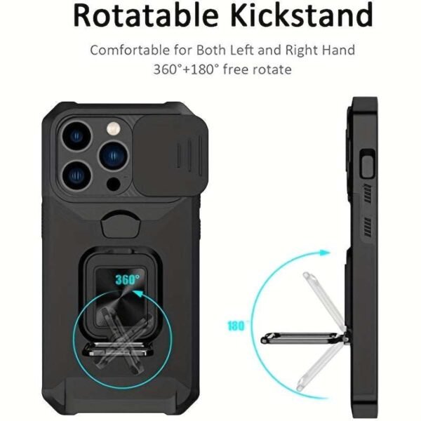 Shockproof Hard Phone Case With Metal Stand And Card Slot For IPhone 15 Pro Max 14 Pro Max 13 Pro Max 12 Pro Max 11 Pro Max