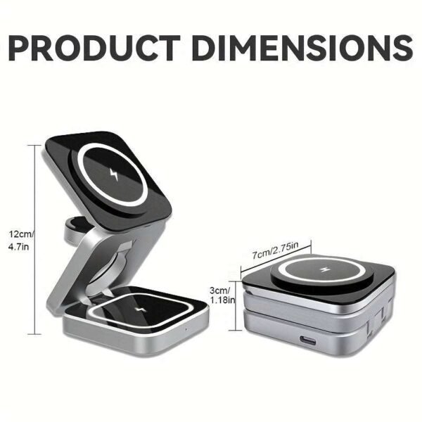 Three-in-one Folding Magnetic Suction Folding Wireless Charger, Plug And Play, Mobile Phone Earphone Watch Charging At The Same Time, Type-C Input, Maximum Output Mobile Phone 15W Watch 3W Earphone 5W