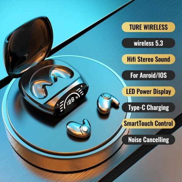Ultra-thin Stick On Ear Mini Bluetooth Earphones Dual Ear Sleep Earphones