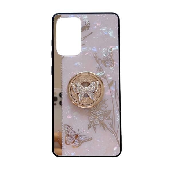 For Samsung Galaxy S23 FE/S23+/S23/S22+/S22/S21 Ultra/S21+/S21/A52 Phone Case Ladies Girl, Luxury Cute Sparkling Rhinestone Butterfly Flower Design With Ring Stand, Electroplated Glitter Girl Hard Case
