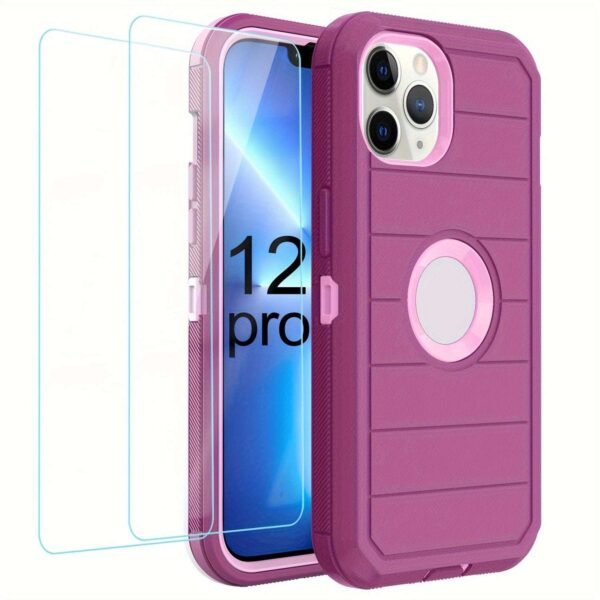 For IPhone 15/14/13/12/11/XR/Mini/Pro/Plus/Pro Max Case With Screen Protector, Support Wireless Charging, Heavy Duty Drop Protection, Full-Body Rugged Durable Three-Layer Construction Phone Case