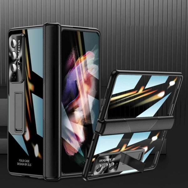Suitable For Samsung Z Fold5 Mobile Phone Case Fold4/3 Hinged Electroplated Lens Case Film W23 Folding Screen Protective Case