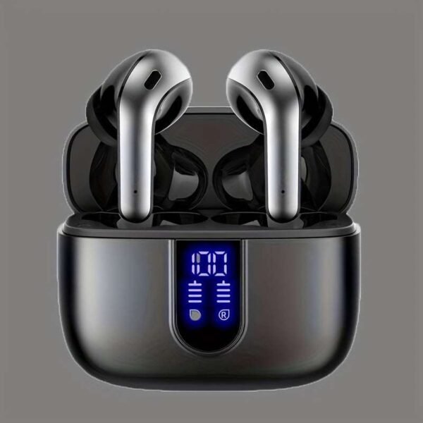 True Wireless Earbuds 60H Playback LED Power Display Earphones with Wireless Charging Case Waterproof in-Ear Earbuds with Mic for TV Smart Phone Computer Laptop Sports