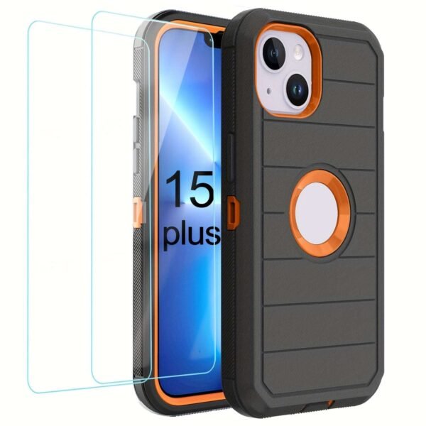 For IPhone 15/14/13/12/11/XR/Mini/Pro/Plus/Pro Max Case With Screen Protector, Support Wireless Charging, Heavy Duty Drop Protection, Full-Body Rugged Durable Three-Layer Construction Phone Case