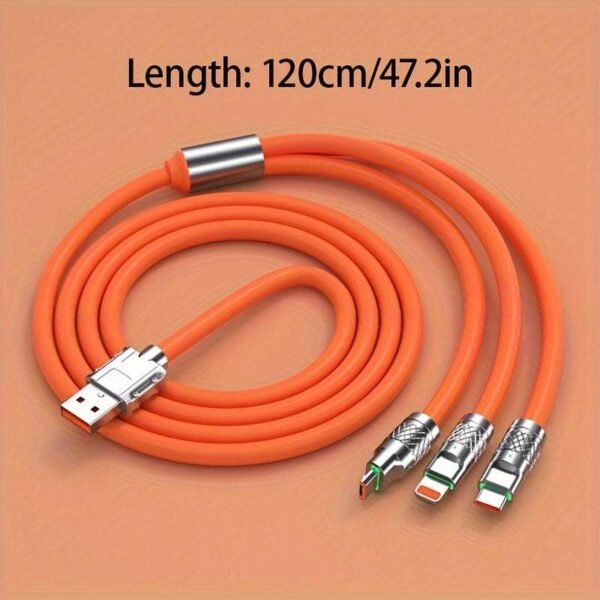 1pc/2pcs/3pcs Multi-Charging Cable 3-In-1 Type-C Data Ultra-Fast Charging Cable For Iphone/Type-C/Samsung/Xiaomi And More MFI Certificate