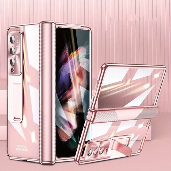 Suitable For Samsung Z Fold5 Mobile Phone Case Fold4/3 Hinged Electroplated Lens Case Film W23 Folding Screen Protective Case