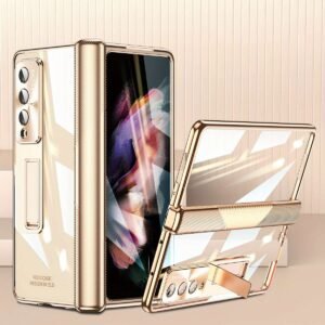 Suitable For Samsung Z Fold5 Mobile Phone Case Fold4/3 Hinged Electroplated Lens Case Film W23 Folding Screen Protective Case