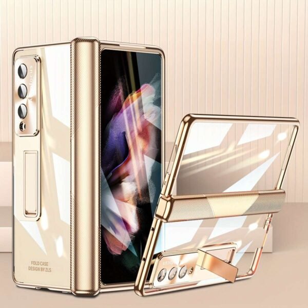 Suitable For Samsung Z Fold5 Mobile Phone Case Fold4/3 Hinged Electroplated Lens Case Film W23 Folding Screen Protective Case