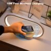 10W Multifunctional Wireless Charging Station, Watch, LED Desk Lamp, Night Light, USB Port, For IPhone/Samsung/Xiaomi Mobile Phone Fast Charging Station