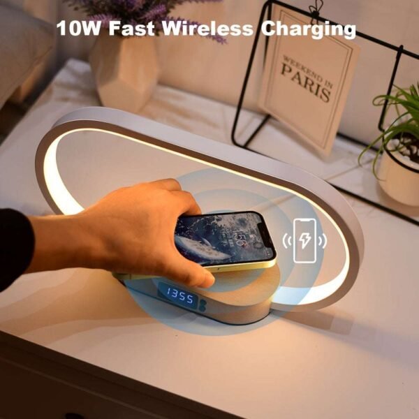 10W Multifunctional Wireless Charging Station, Watch, LED Desk Lamp, Night Light, USB Port, For IPhone/Samsung/Xiaomi Mobile Phone Fast Charging Station