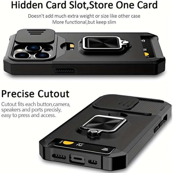 Shockproof Hard Phone Case With Metal Stand And Card Slot For IPhone 15 Pro Max 14 Pro Max 13 Pro Max 12 Pro Max 11 Pro Max