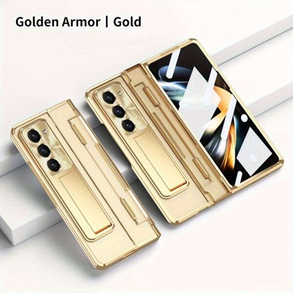 Suitable For Samsung Z Fold 5 Transparent Mobile Phone Case Flat And Full Hinged Folding Protective Case Electroplated Lens Film Mobile Phone Protective Case