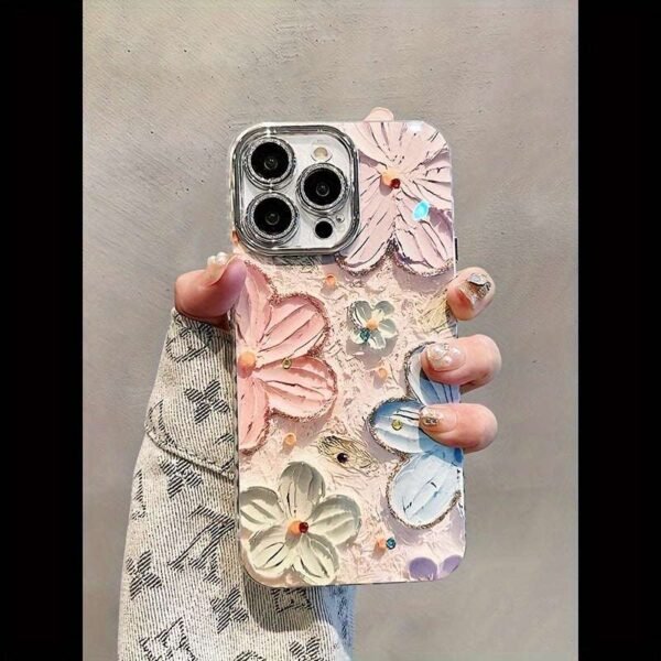 Oil Painting Flowers Suitable For IPhone 15 Pro/14 Pro Max/13/12 Pro Max/11 Lens Full Coverage High-end New Anti-fall Protective Case