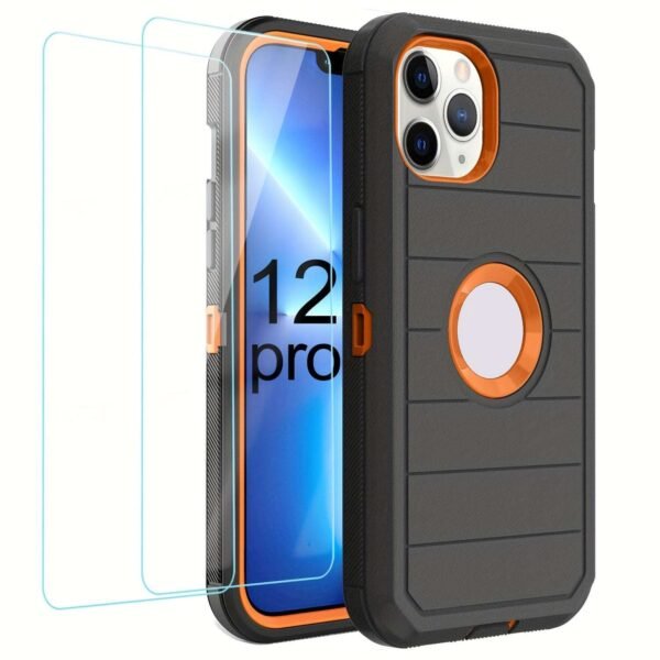 For IPhone 15/14/13/12/11/XR/Mini/Pro/Plus/Pro Max Case With Screen Protector, Support Wireless Charging, Heavy Duty Drop Protection, Full-Body Rugged Durable Three-Layer Construction Phone Case