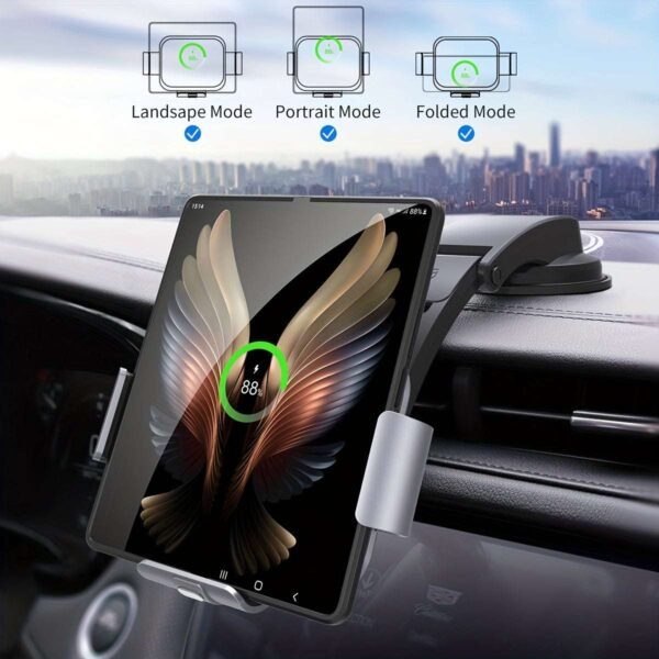 15W Car Wireless Charger Stand Holder Dual Coil Foldable Phone Car Fast Charging Station For Samsung Galaxy Z Fold 4 3 2 For IPhone