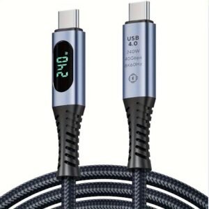 SOOPII USB Fast Charging Cable With LED Display, Supports 8K Video, Max 40Gbps Data Transfer, 240W USB C To USB C Charging Cable, Compatible With LPhone 15, For MacBook, Thunderbolt 3, Monitor, Docking Stations