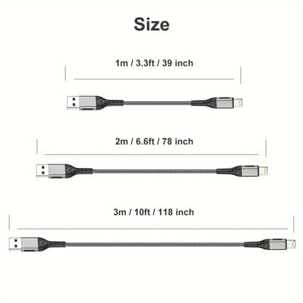 3.3ft/6.6ft/9.9ft Nylon High-Speed USB Fast Charging Data Cable For Iphone 14 13 12 11 Pro Max X XR XS 8 7 For MacBook, IPad, IPad Air, Airpods