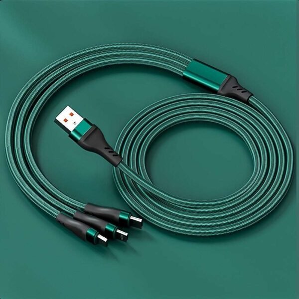 3 In 1 Cable For IPhone/Type-C/Android, 6A Super Fast Charging Data Cable For IPhone 15 14 13 12 11 XR XS Mas 8 7 6 6s Plus For Samsung, Google, Moto, Xiaomi Charger Cable For Car Use