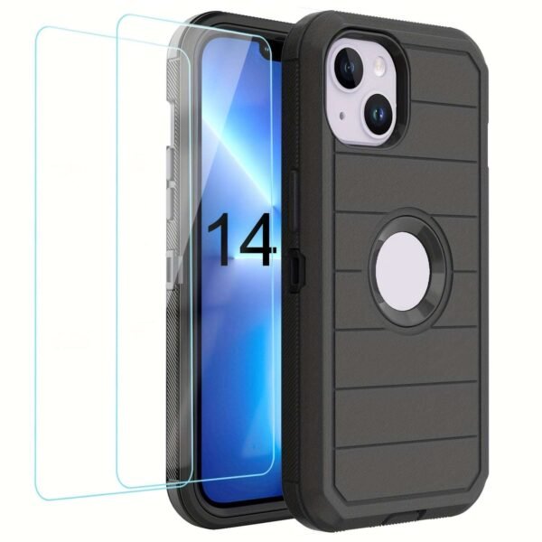 For IPhone 15/14/13/12/11/XR/Mini/Pro/Plus/Pro Max Case With Screen Protector, Support Wireless Charging, Heavy Duty Drop Protection, Full-Body Rugged Durable Three-Layer Construction Phone Case