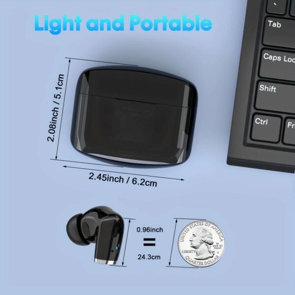 Wireless Headphones True Wireless Earbuds with Noise Cancelling Mic 48Hrs Playtime LED Display Ear Buds for Android/iOS