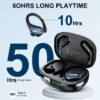 New Wireless Earbuds for Running Sports, Noise Cancelling Wireless Earphones with Earhooks Pure Bass Sound, Over Ear Headphones with Dual-LED Display, Earphones Built-in Microphone, Noise Cancelling Headset