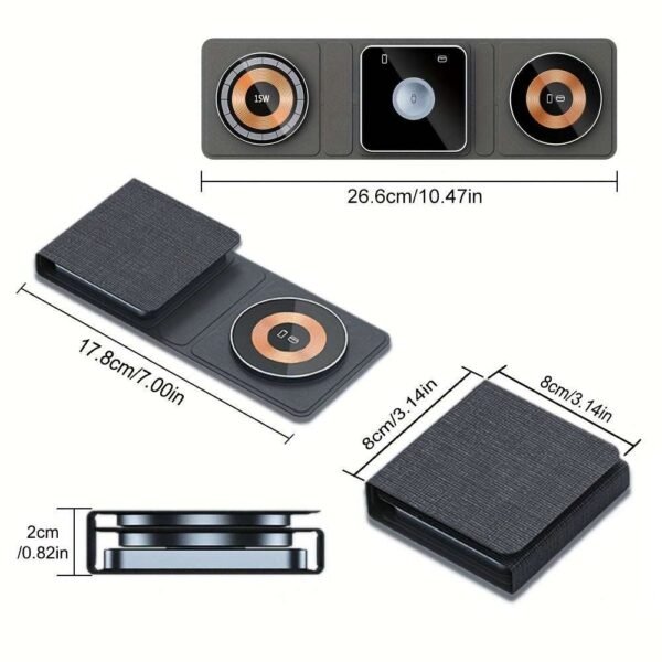 Wireless Charger, 3 In 1 Charging Station, Foldable Travel Wireless Charger Station For Multiple Devices IWatch/Airpods/iPhone 14 13 12 Pro Max