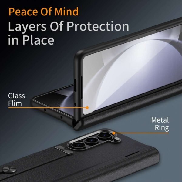 New Model On The Market. Suitable For Samsung Galaxy Z Fold 5/4/3 Business Phone Case. With Central Shaft Protection. With High-definition Transparent Tempered Film. Invisible Ring Holder. Just Developed. New Style On The Market.