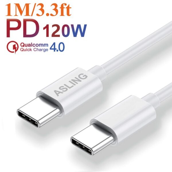 120W Super Fast Charging, Support PD, High Speed Data Transfer, Achieve High Power Charging TYPE C TO TYPE C Interface Data Cable For Samsung, IPhone 15 Serial, Google 8/ 8 Pro, MacBook, IPad & Xiaomi Devices