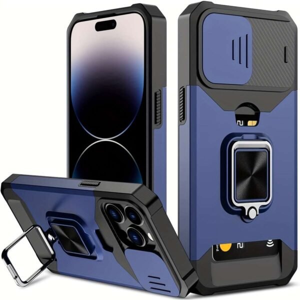 Shockproof Hard Phone Case With Metal Stand And Card Slot For IPhone 15 Pro Max 14 Pro Max 13 Pro Max 12 Pro Max 11 Pro Max