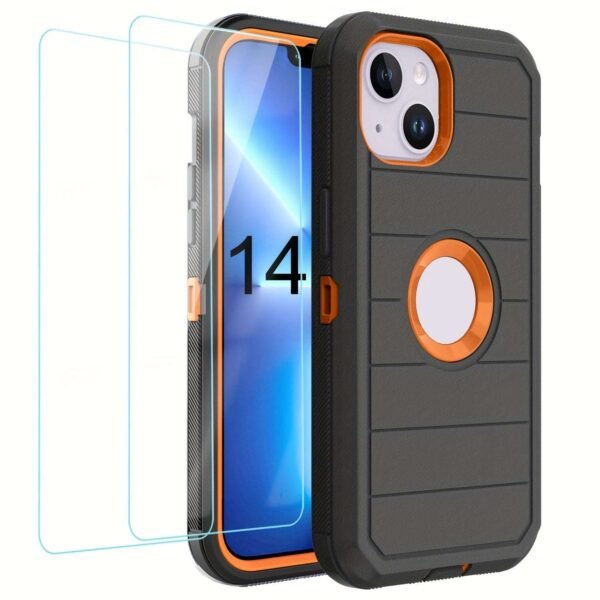 For IPhone 15/14/13/12/11/XR/Mini/Pro/Plus/Pro Max Case With Screen Protector, Support Wireless Charging, Heavy Duty Drop Protection, Full-Body Rugged Durable Three-Layer Construction Phone Case