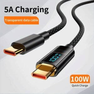 PD100W Digital Readout Data Cable Fast Charge 5A Double-head Type-c Cable For Iphone Android