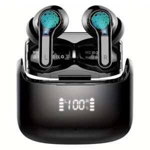 Wireless Earbud, Wireless Headphones 5.3 Stereo Bass Earphones, Ear Buds 40H Dual Mic Call, Earbud In-Ear USB-C LED Display Sport Headset.